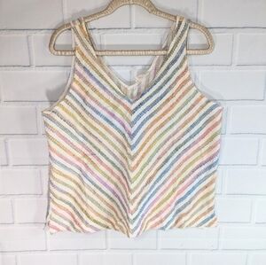 Lou& Gray Woven Cotton Textured Rainbow Sleeveless Top